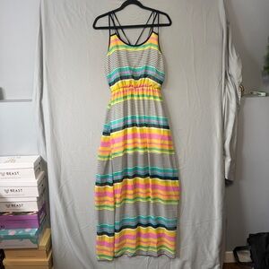 Interi Womens Striped Maxi Dress Size M Resortwear Tropical Summer Vacation